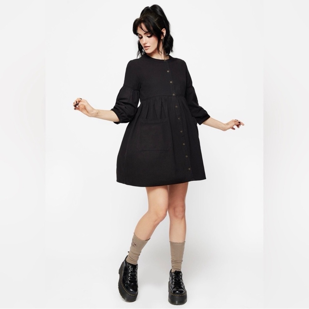 NWT Disturbia Marigold Cotton Button Up Smock Mini Dress US 10 - Picture 3 of 10